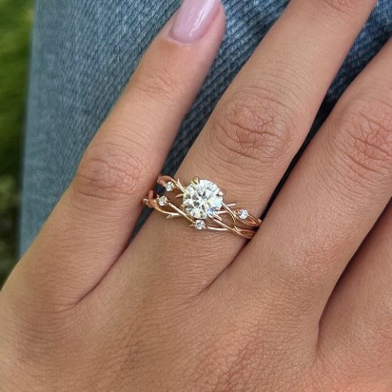 Златен двоен дамски пръстен. Розово медицинско злато. Обява номер 105