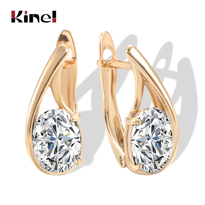 Златни дамски обеци с цирконии и печат 585. Обява 88