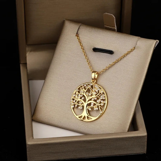 Златно дамско колие дървото на живота 2