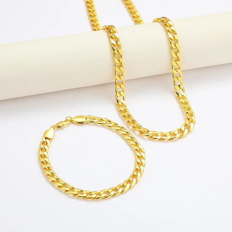 Златен комплект гривна и ланец