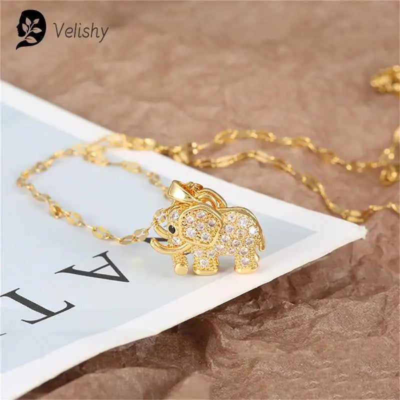 Златно дамско колие слонче