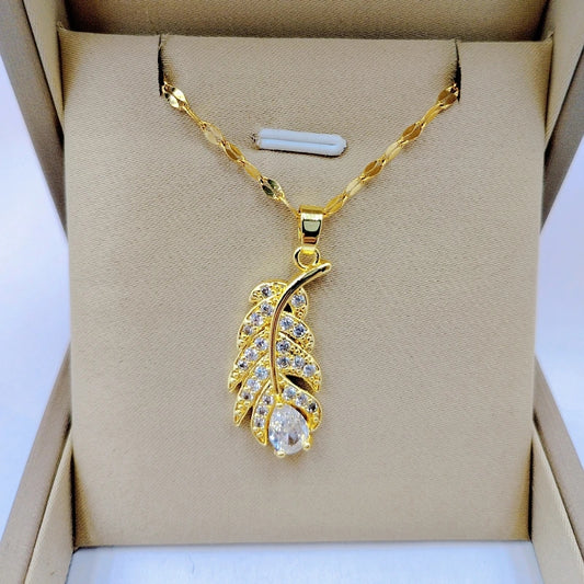 Златни дамско колие листенце