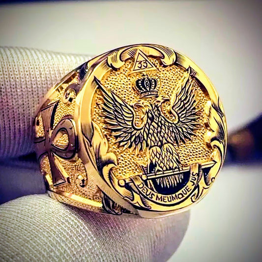 Мъжки златен пръстен феникс