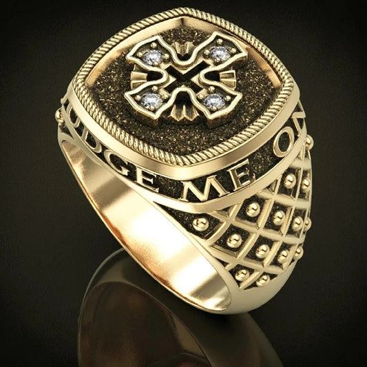 Златен пръстен кръст 4 броя цирконии. Обява номер 40