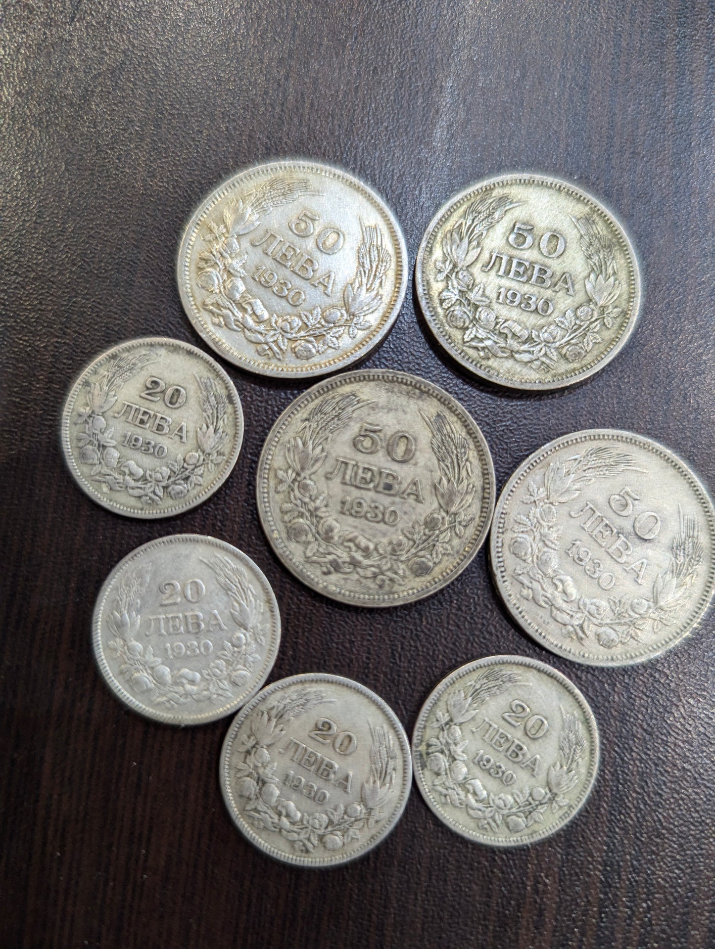 8 броя сребърни български монети 60 грама общо