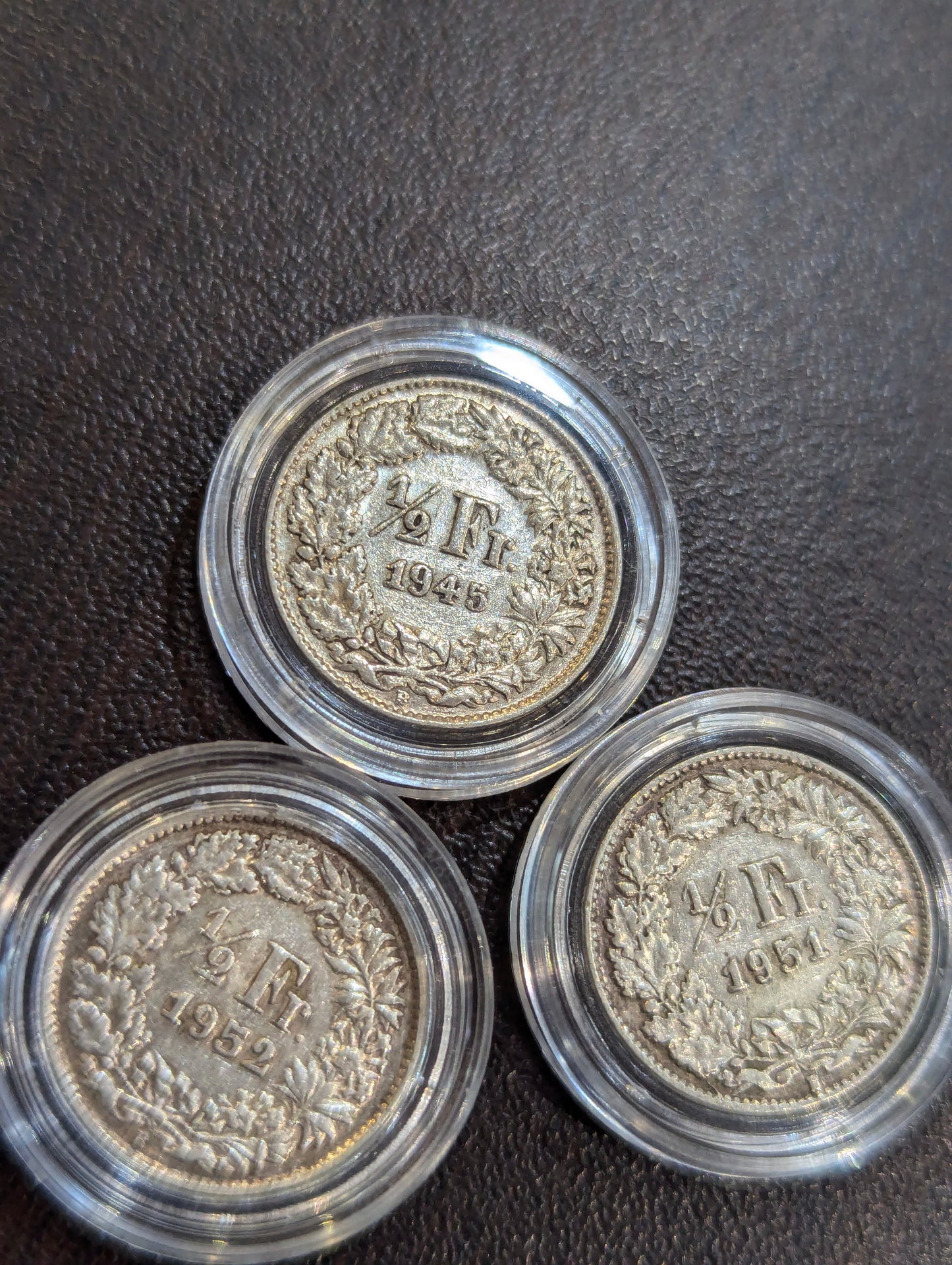 3 броя сребърни монети 1/2 Франка