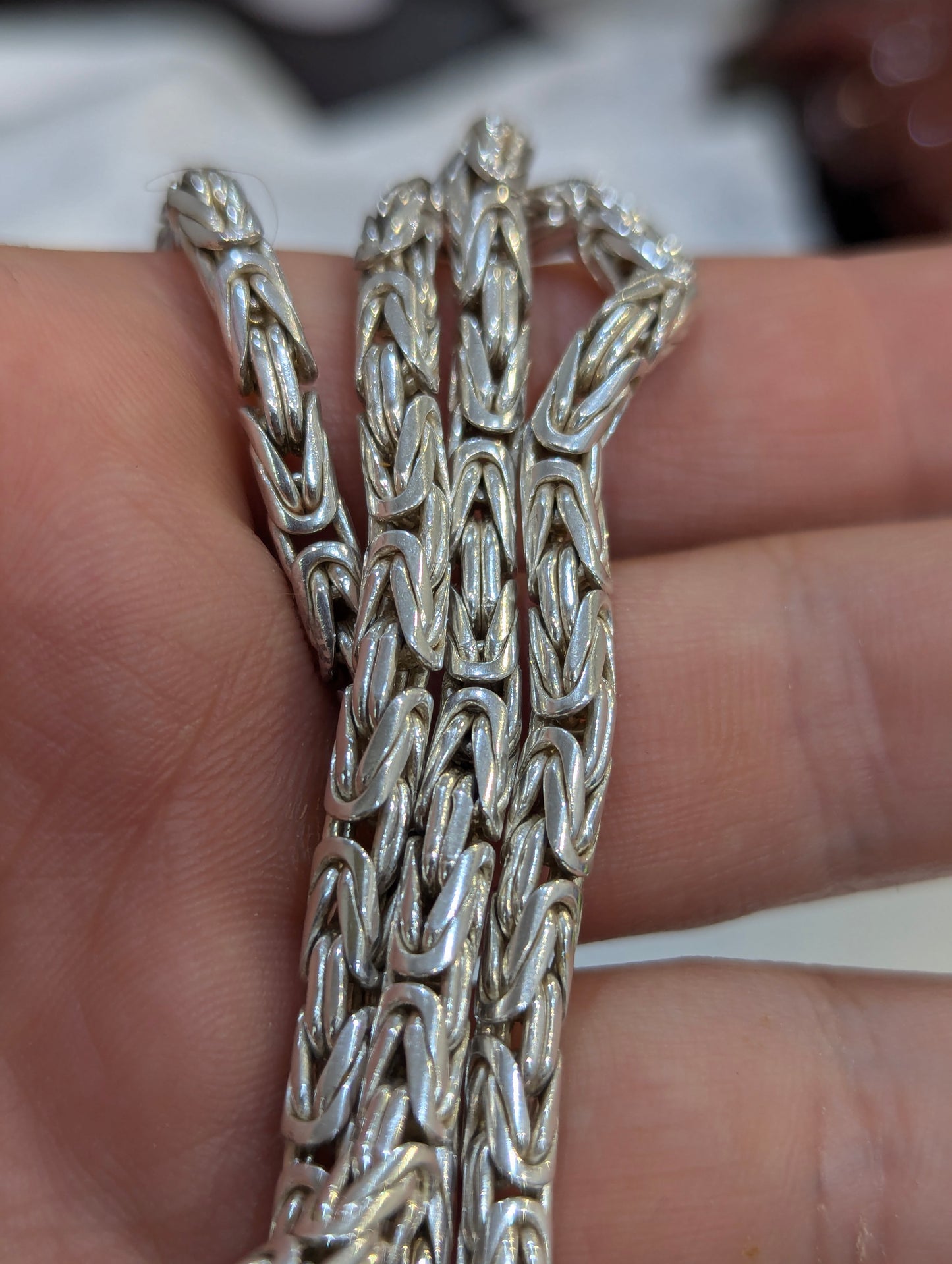 Масивен сребърен ланец кралска плетка 50 см 44 гр