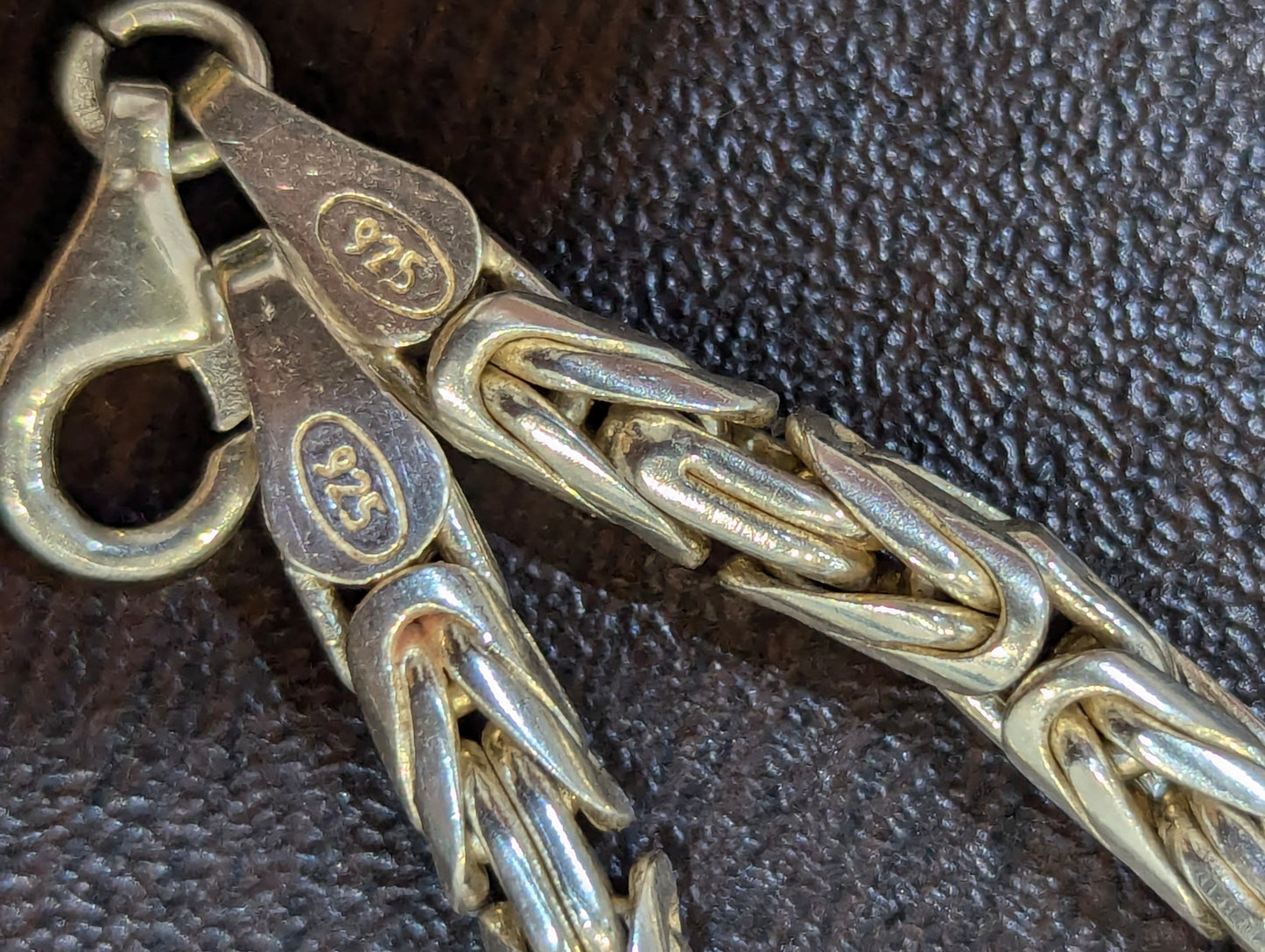 Масивен сребърен ланец кралска плетка 50 см 44 гр