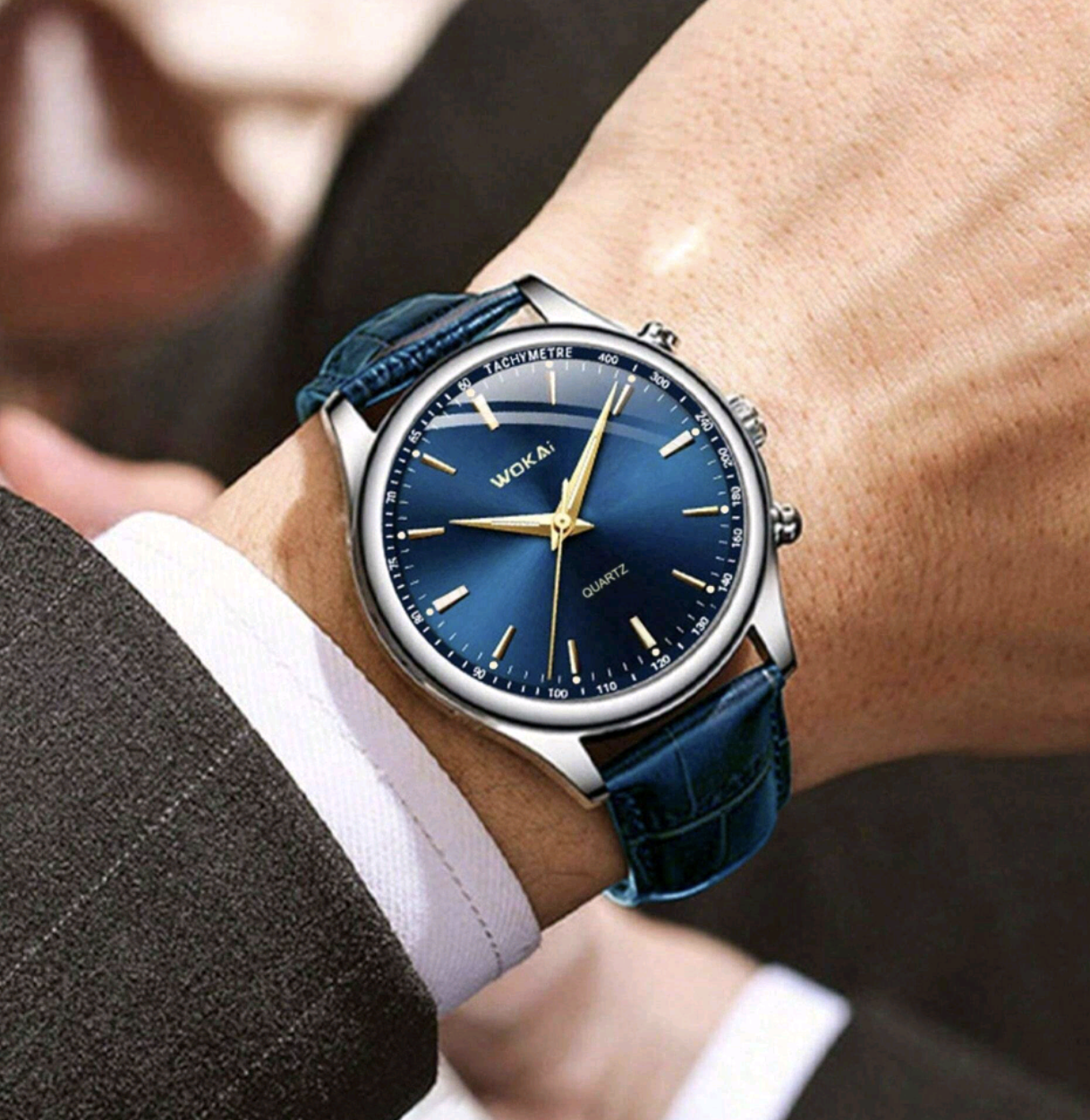 Официален мъжки кварцов часовник с кожена верижка. Обява номер 28