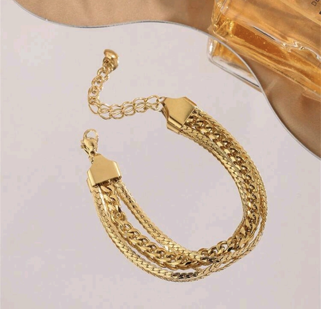 Тройна златна дамска гривна