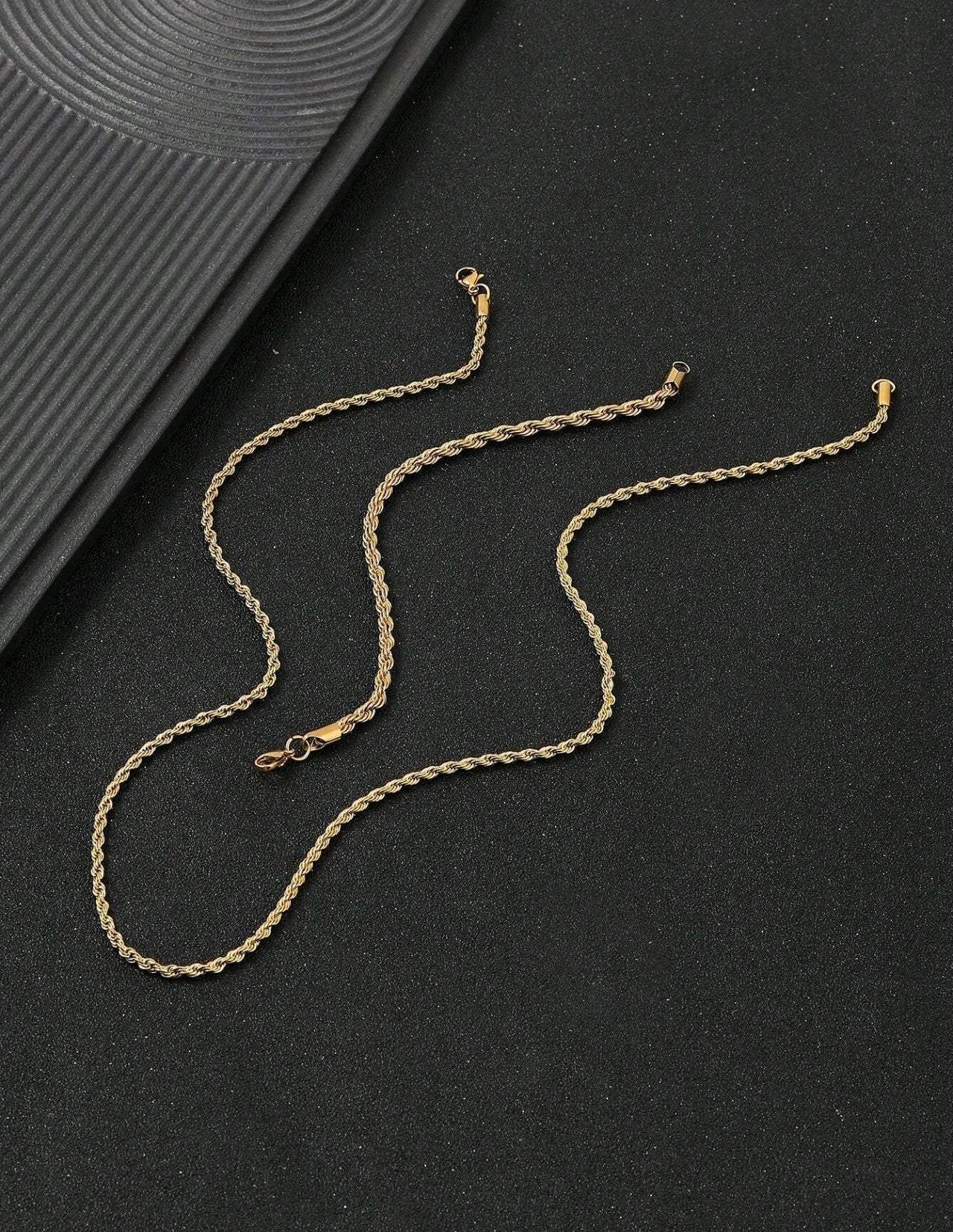 Златен комплект ланец + гривна плетка въже