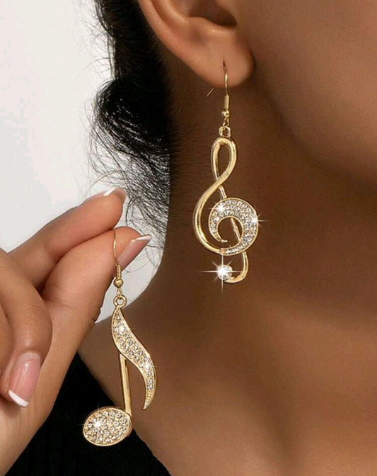 Големи златни дамски обеци нота. Обява номер 5