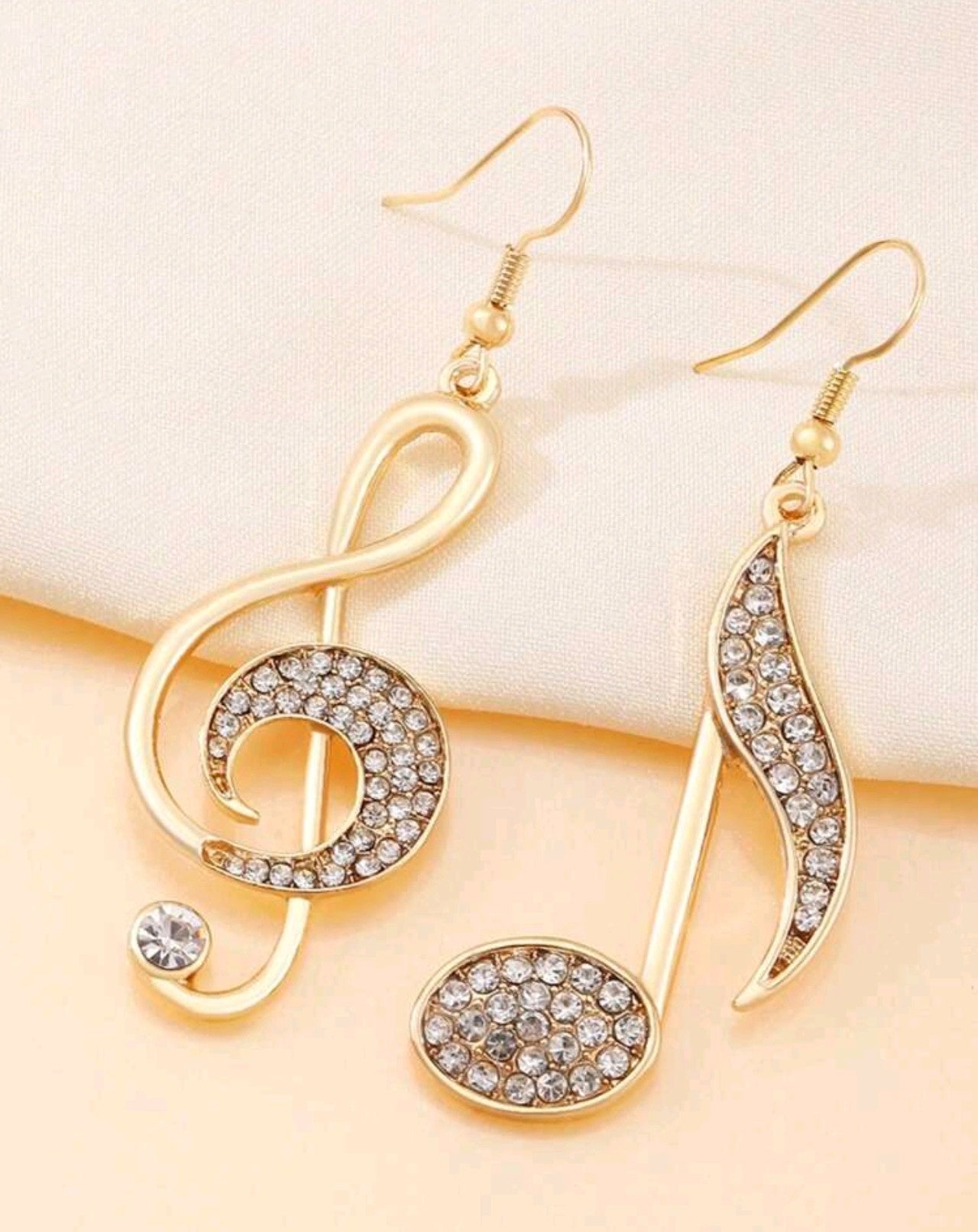 Големи златни дамски обеци нота. Обява номер 5