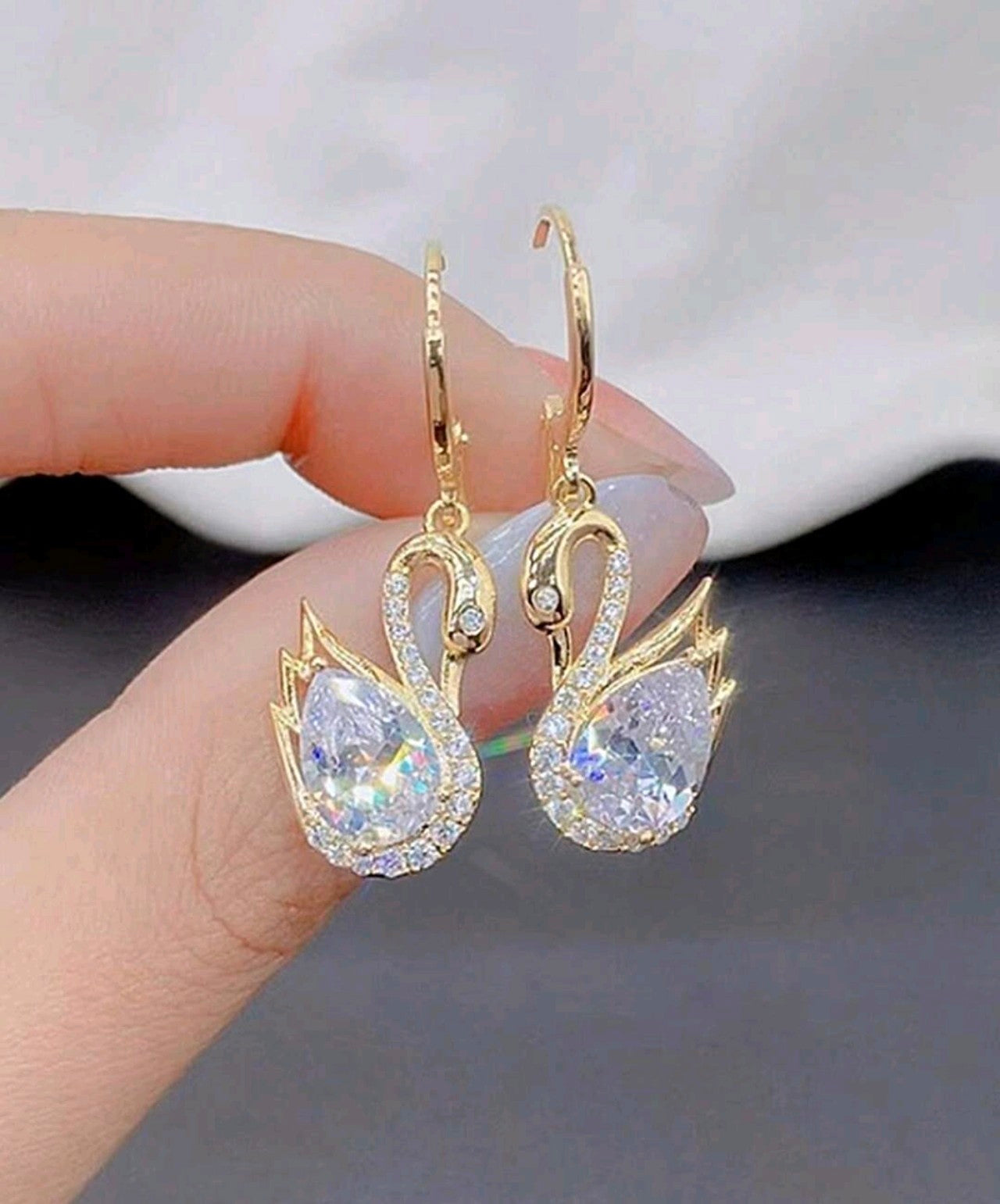 Златни дамски обеци лебеди. Обява номер 4