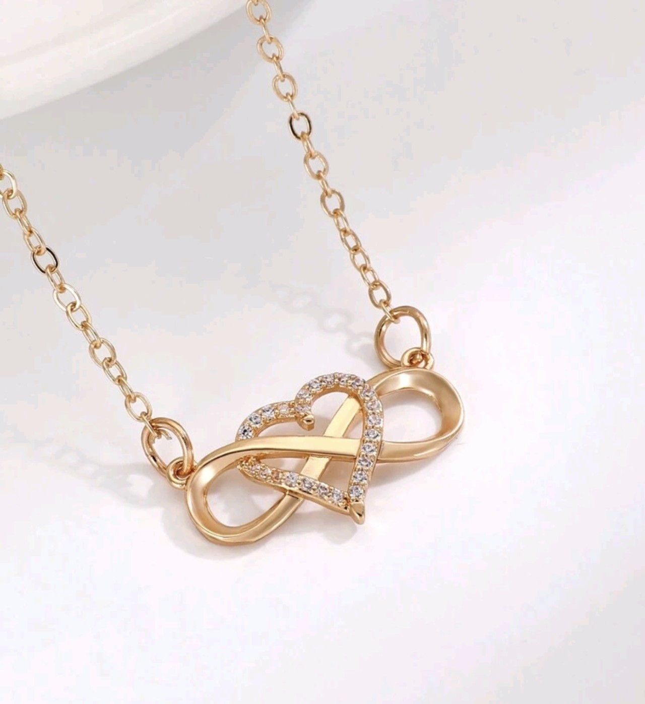 Златно дамско колие с висулка безкрайност. Обява номер 12