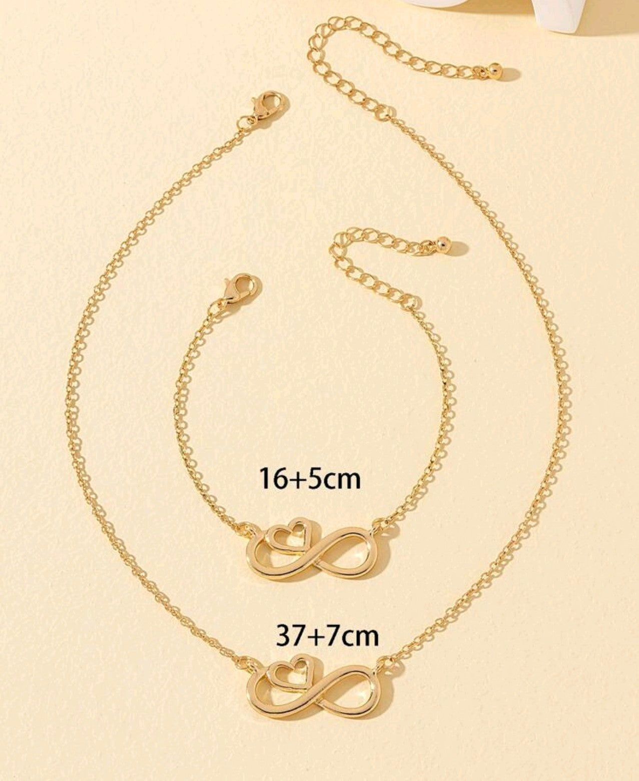 Златен дамски комплект колие+ гривна безкрайност. Обява номер 11