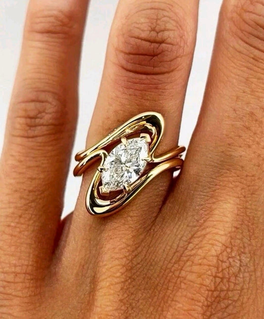 Златен дамски пръстен Италия с голям цирконии. Обява номер 89