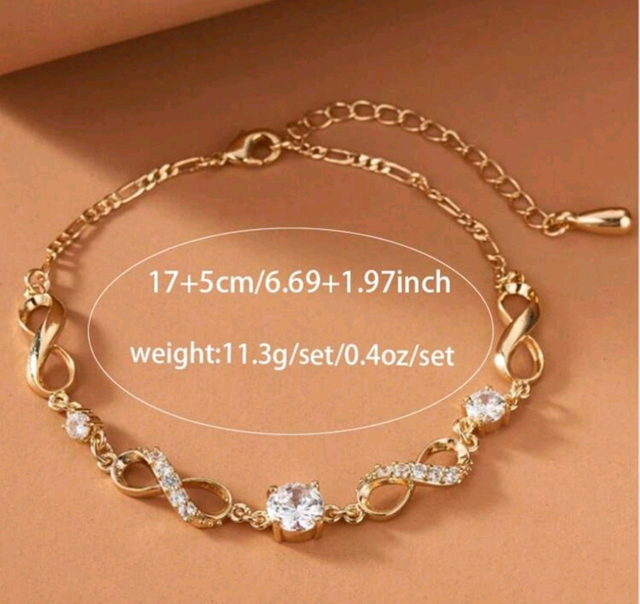 Златна дамска гривна безкрайност. 11.3 грама. Обява номер 200