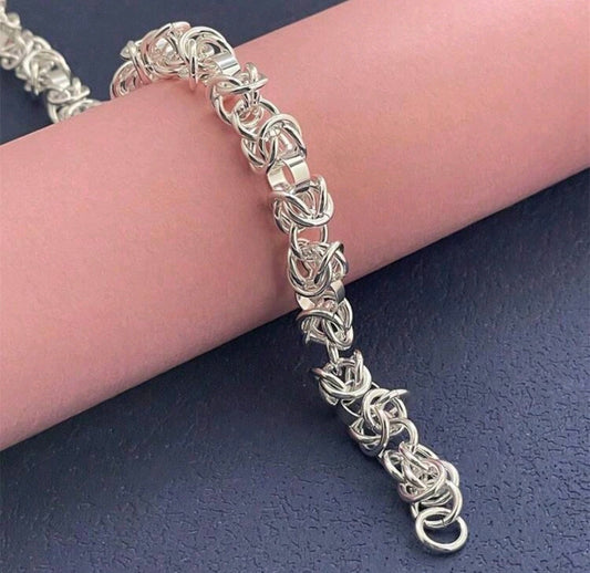 Сребърна масивна гривна змийска плетка печат 925