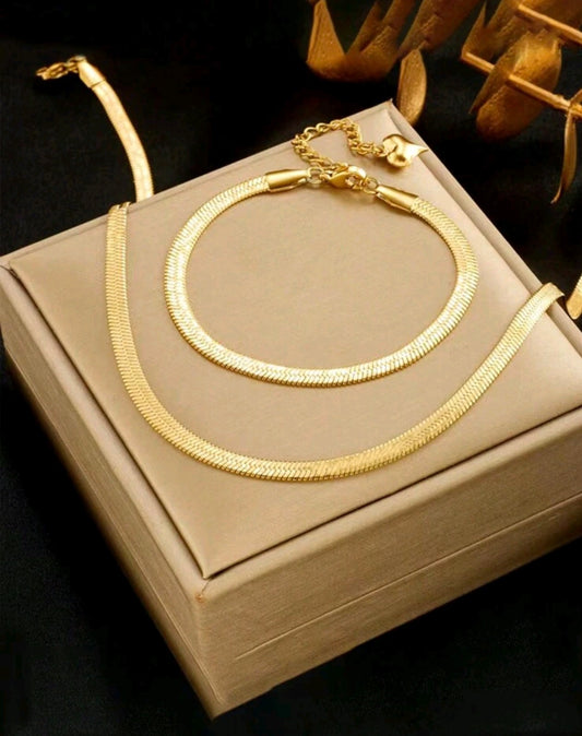 Златен дамски комплект гривна и колие обява номер 100