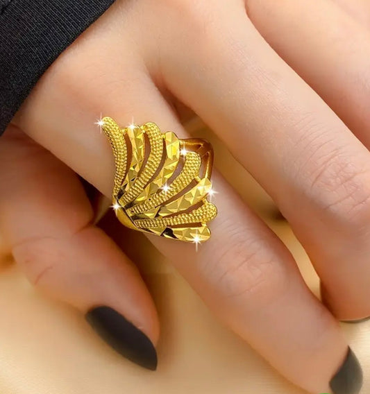 Златен дамски пръстен крило. Регулируем размер! Обява 2