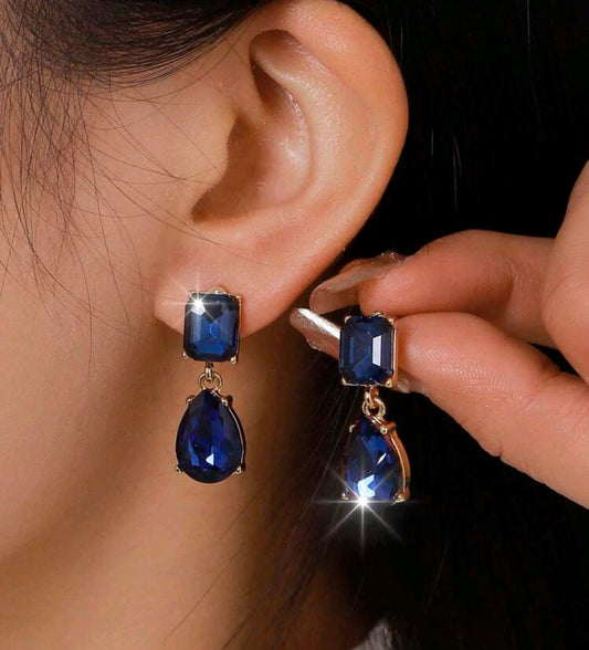 Златни дамски обеци сини сапфири. Обява номер 5