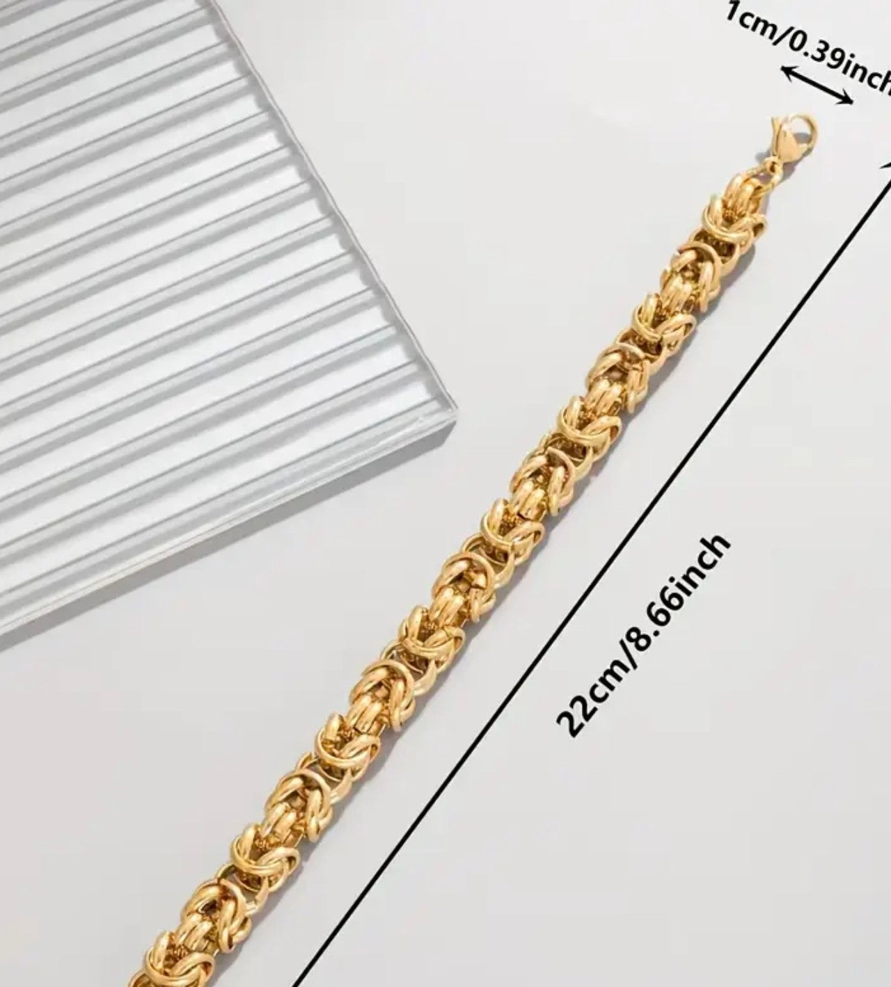 Златна гривна змийска плетка 22см обява номер 5