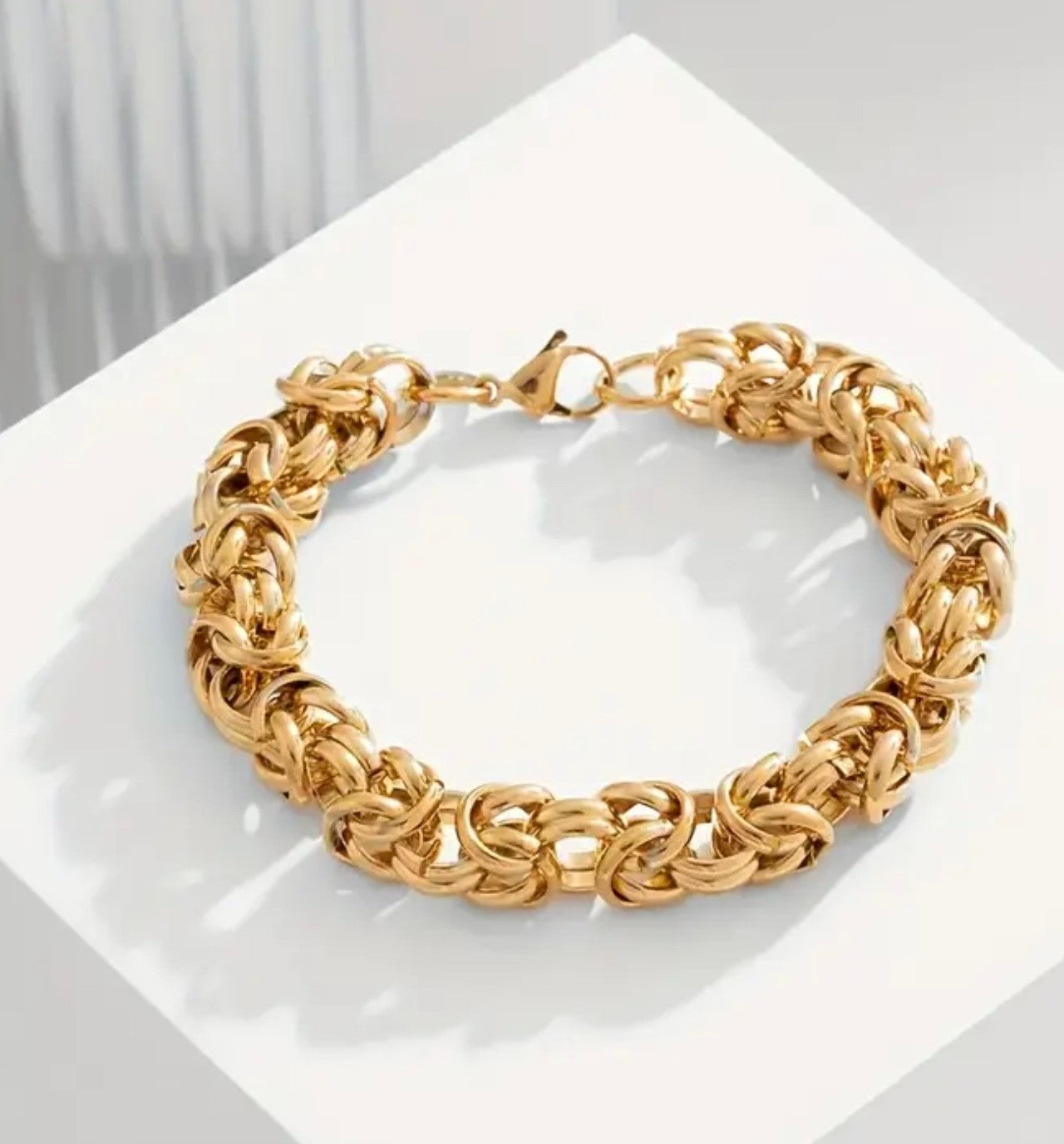 Златна гривна змийска плетка 22см обява номер 5