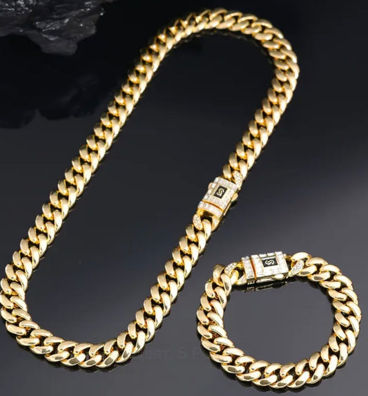 Златен комплект масивен ланец и масивна гривна. Обява номер 100