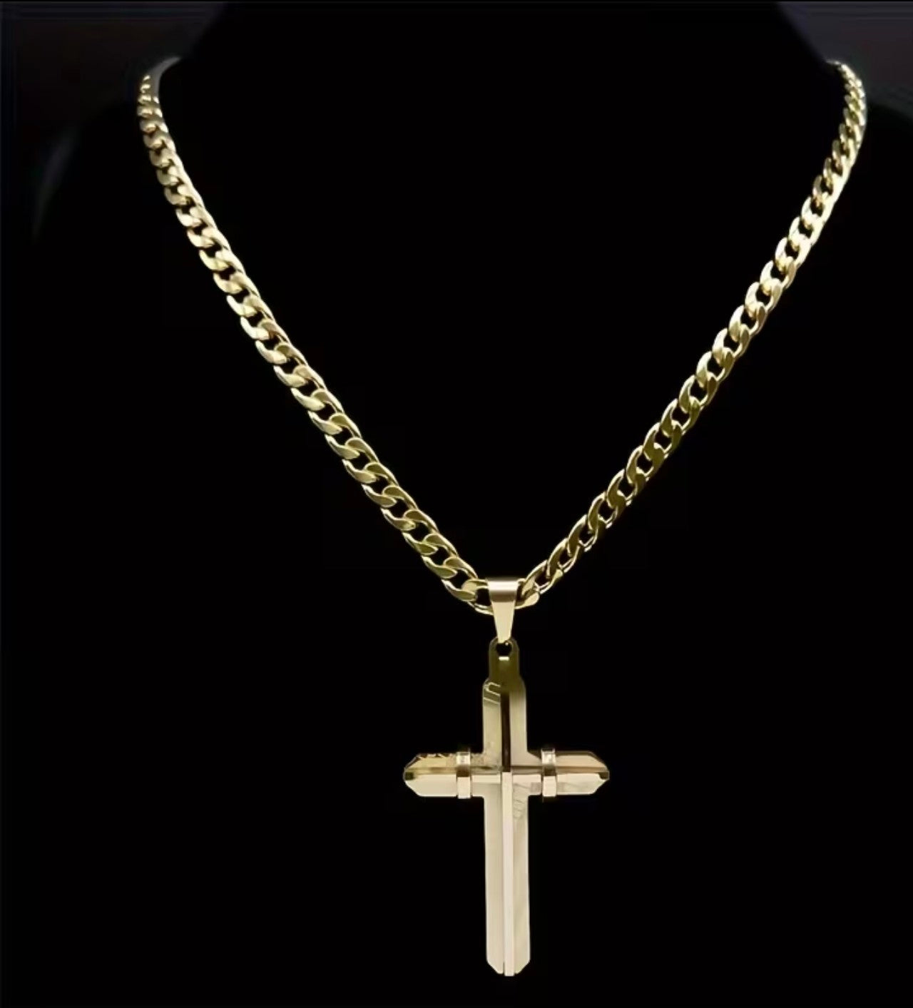 Златен мъжки ланец с висулка кръст обява номер 96