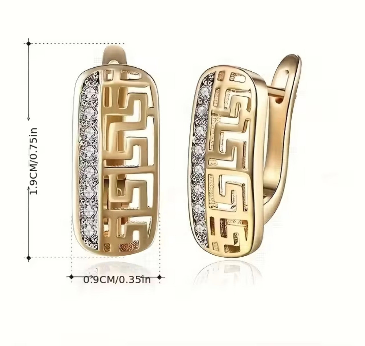 Златни дамски обеци гръцка шарка