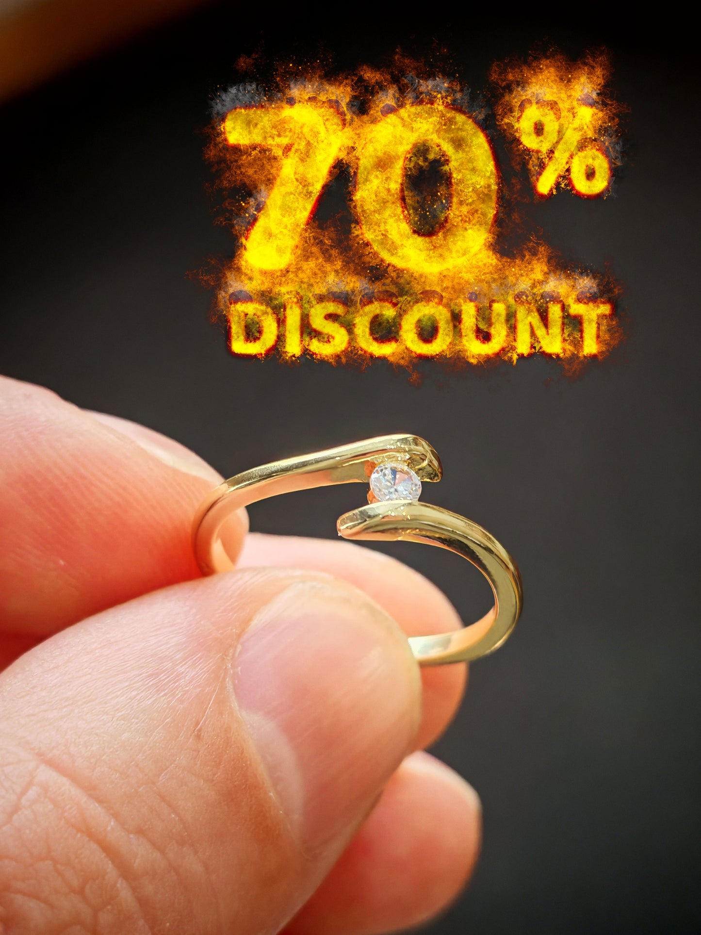 Златен дамски пръстен пламтяща любов. Обява номер 63