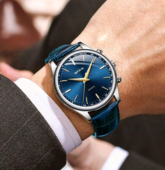 Официален мъжки кварцов часовник с кожена верижка. Обява номер 28