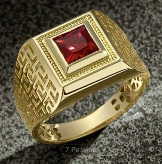 Златен мъжки пръстен с черен рубин. Обява номер 50