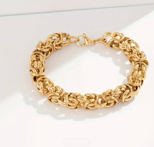 Златна гривна змийска плетка 22см обява номер 5