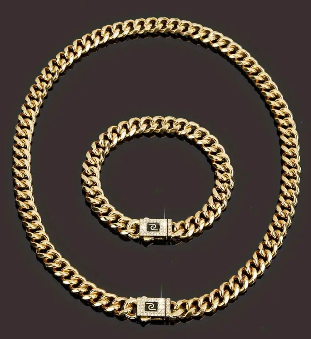 Златен комплект масивен ланец и масивна гривна. Обява номер 100