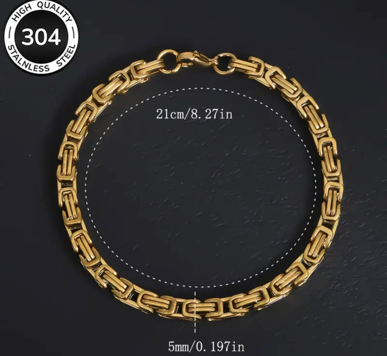 Златна мъжка гривна от медицинско злато „Imperial“ – стил, сила и престиж 21см