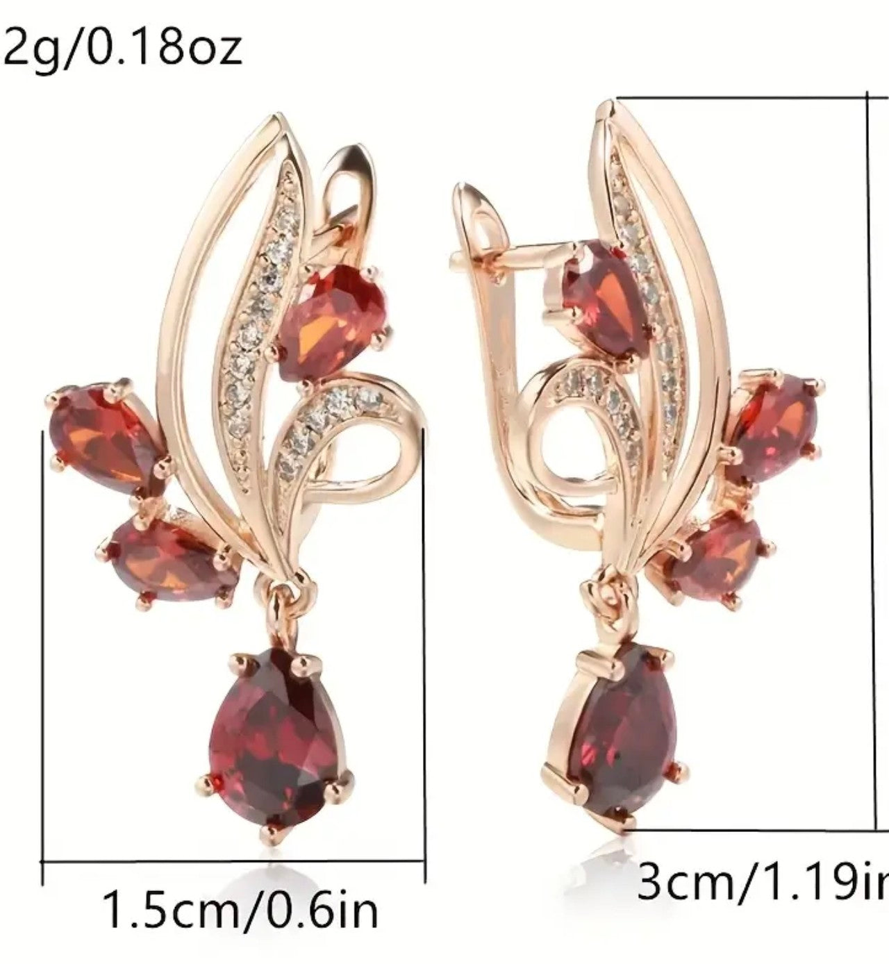 Златни дамски обеци „Червен пламък“ обява номер 200