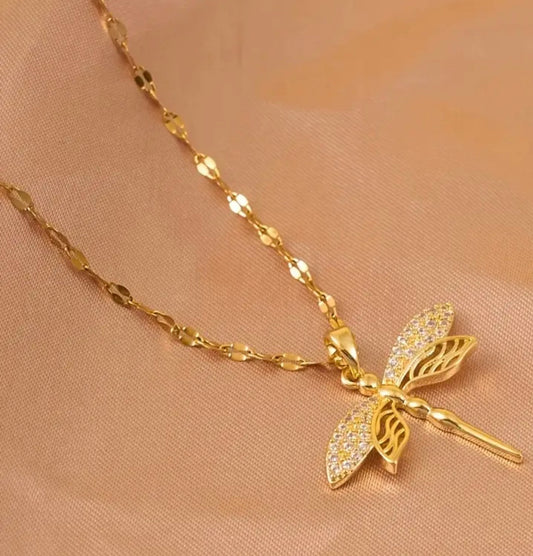 Златно дамско колие водно конче