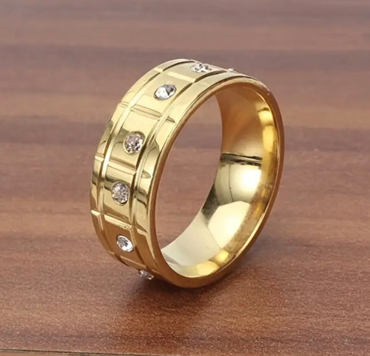 Златна халка унисекс с цирконии обява номер 107