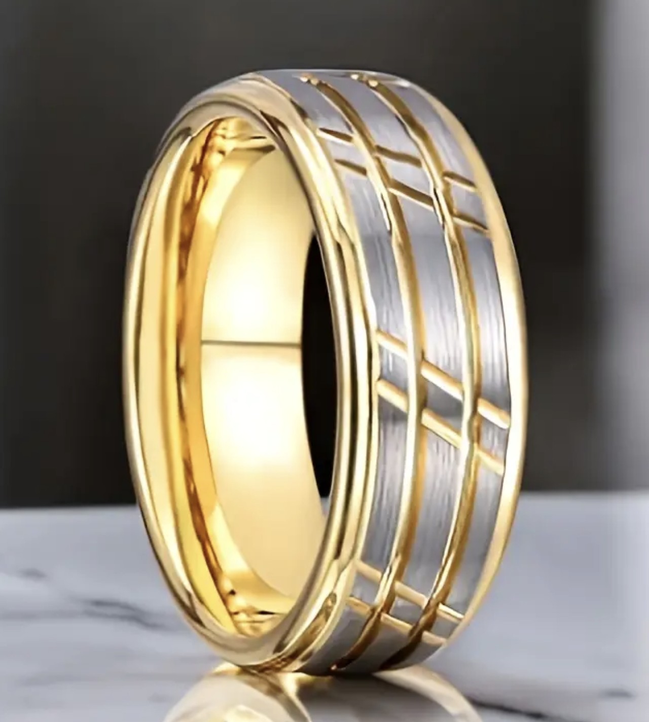 Златна халка бяло и жълто медицинско злато обява номер 106